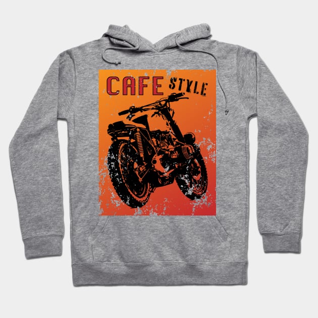 Cafe racer motorbike grunge poster style logo Hoodie by MultistorieDog